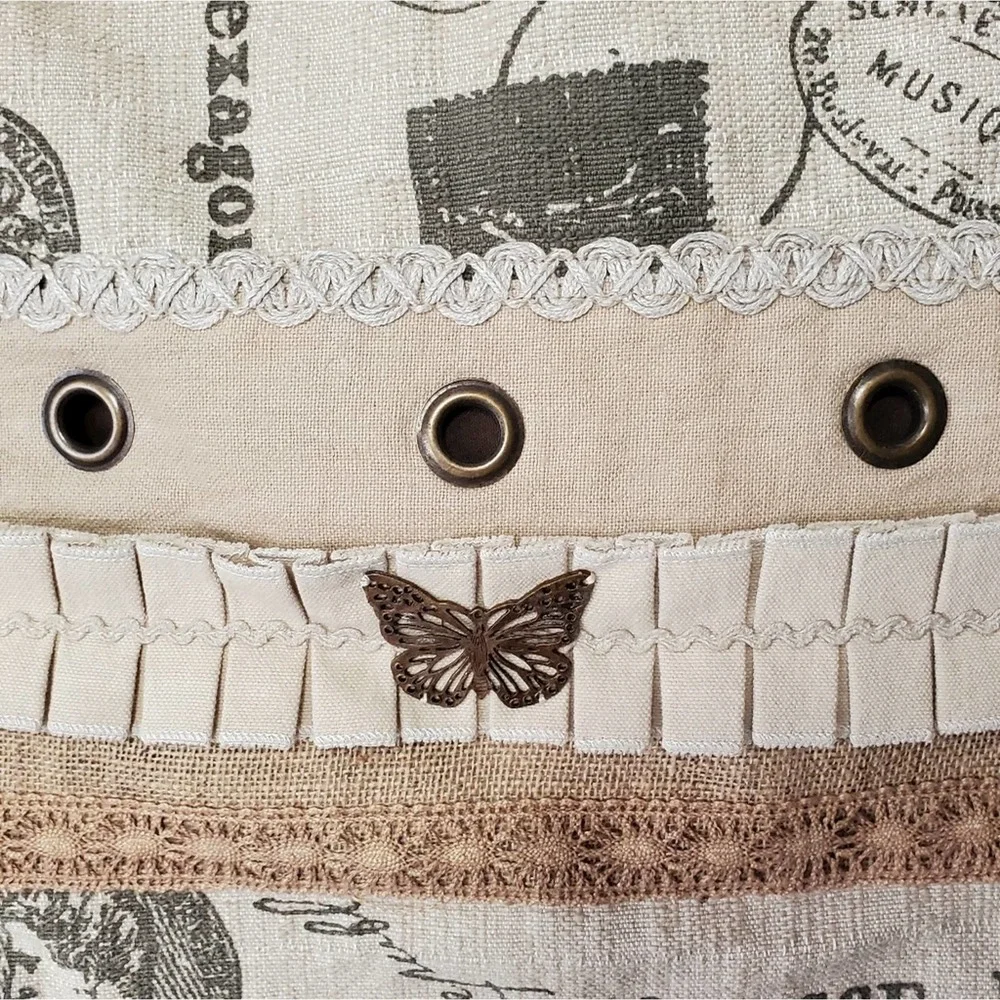 *SOLD* Indian Inc. Butterfly Boho Burlap Knapsack Bag - Picture 7 of 8